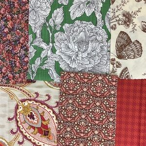 6 piece crafting fabric lot florals houndstooth paisley butterflies